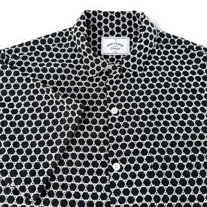 Portuguese Flannel Folc Shirt Men's M Black Dot Embroidery Cuban Collar SS23